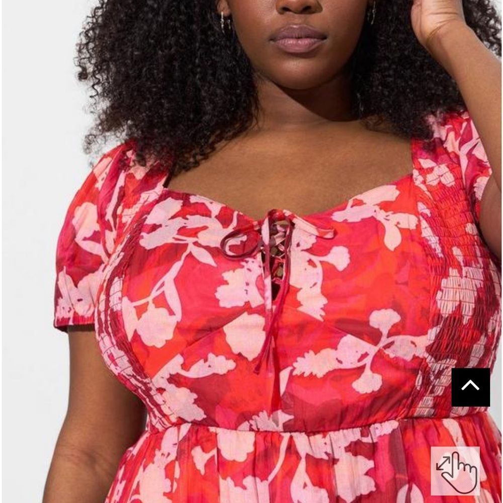 Torrid Red and Pink Floral Dress - Picture 3 of 10